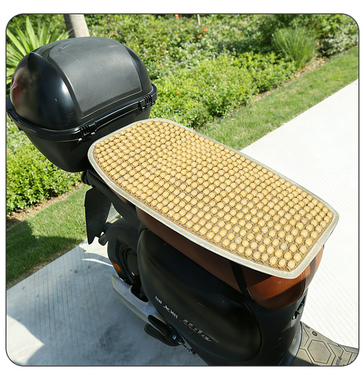 Summer Wooden Bead Electric Vehicle Seat Cushion, Breathable Seat Pad, Non-Slip, Sun Protection, Universal Electric Bike Seat Cover, Summer Cooling Pad