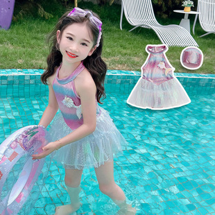 Girls Swimsuit Summer 2025 New Style Kidsren's Female Dopamine One-Piece Popular Girl Mermaid Swimsuit