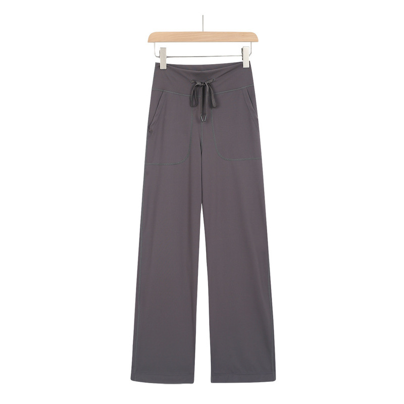 ルルオリジナルレーベル Throwback Stil l 巾着ストレートパンツ ヨガパンツ カジュアルパンツ ウエストハイウエスト ワイドレッグパンツ|undefined