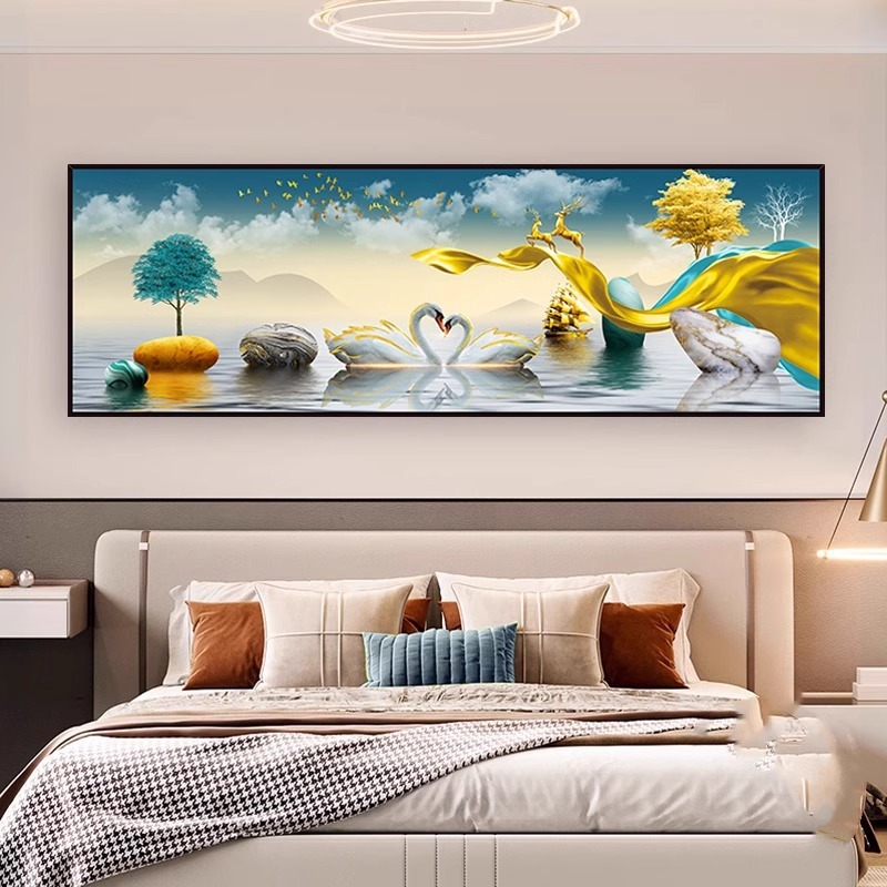 寝室のベッドサイドの絵画自己粘着壁ステッカーホテル B&B リビングルームのソファの背景の壁の装飾絵画壁紙ステッカー|undefined