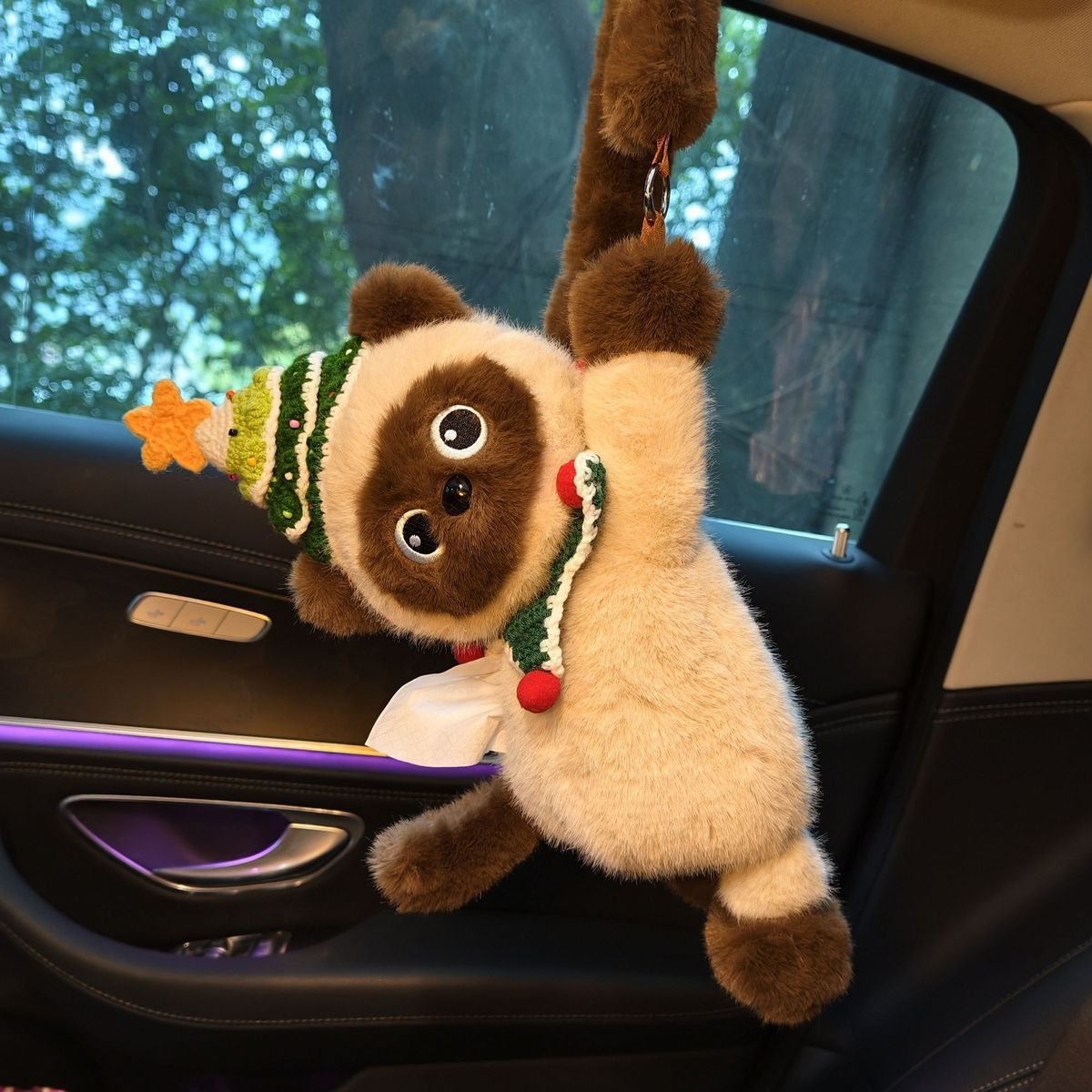 Creative and cute plush toy car tissue box, car interior decoration tissue box, Siamese cat car tissue box