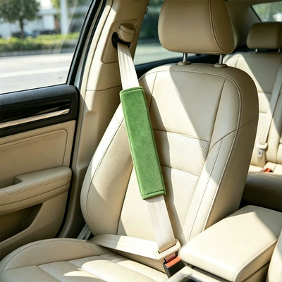Seat belt shoulder pad, plush car seatbelt shoulder pad - 50cm-greenseatbelt-shoulder-pad