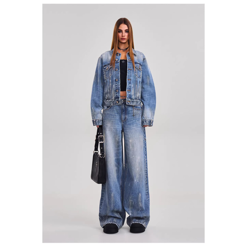 2026 New Model Sk Cross Statue Desert Tower Style Jeans Handmade Distressed Wide-Leg Pants 2026 New Model Sk Cross Statue Desert Tower Style Jeans Handmade Distressed Wide-Leg Pants