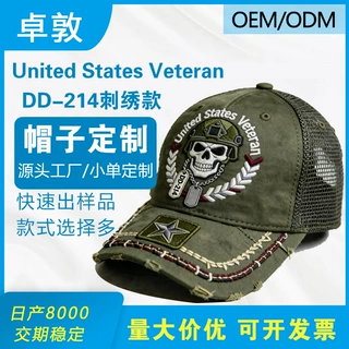 亚马逊DD-214骷髅刺绣帽子United States Veteran士兵绣花棒球帽
