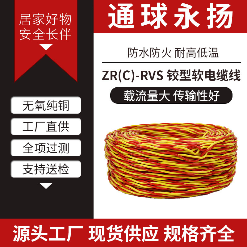 National standard RVS twisted pair household home decoration copper core wire fire protection flexible wire two-core pure copper twist wire manufacturer