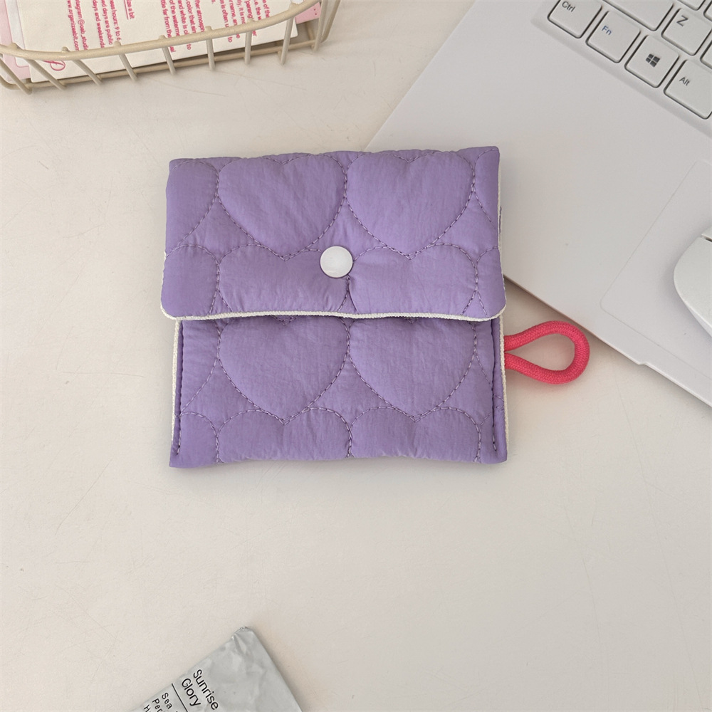 Heart-shaped purple square sanitary bag