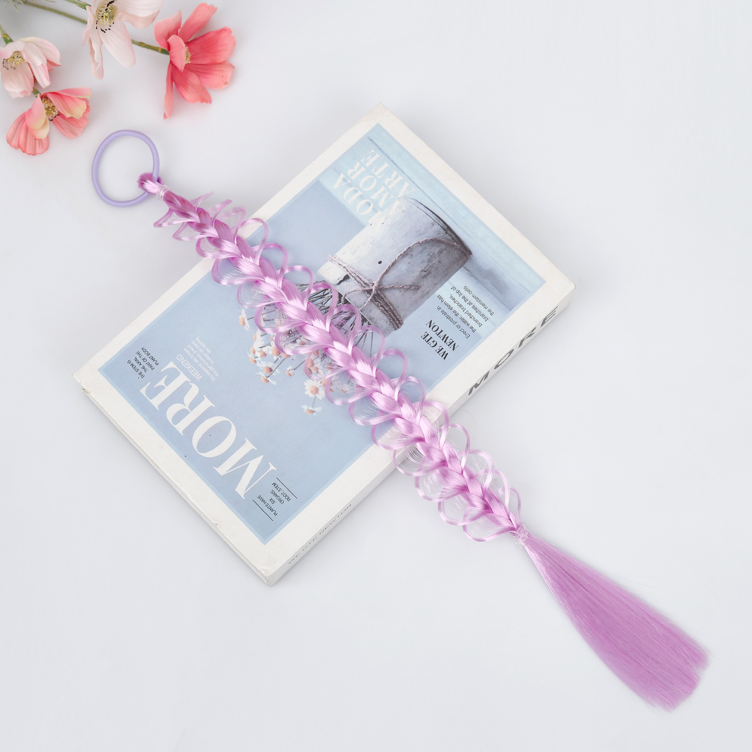 Comercio exterior pelucas de niños trenzas coloridas tocado de trenza burbuja anillo de cabello de alta elasticidad cabello de cola de caballo
