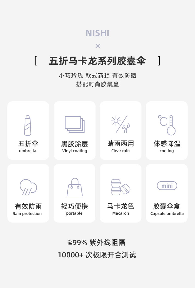 超轻便携五折胶囊伞女晴雨两用户外迷你遮阳伞防晒防紫外线太阳伞详情2