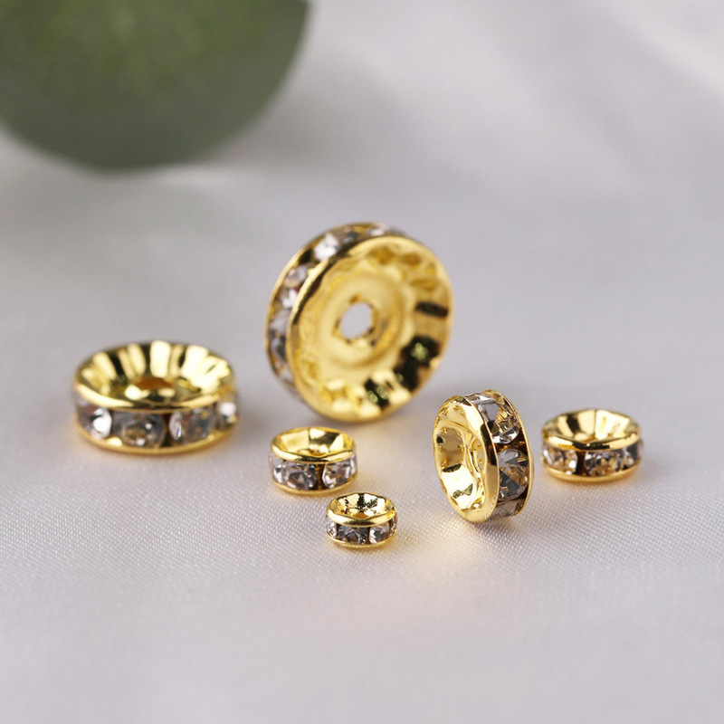 Gold Straight Edge Drill Ring Beaded diy Accessories Material Bead Color Bracelet Diamond Silver Spacer Wheel Drill