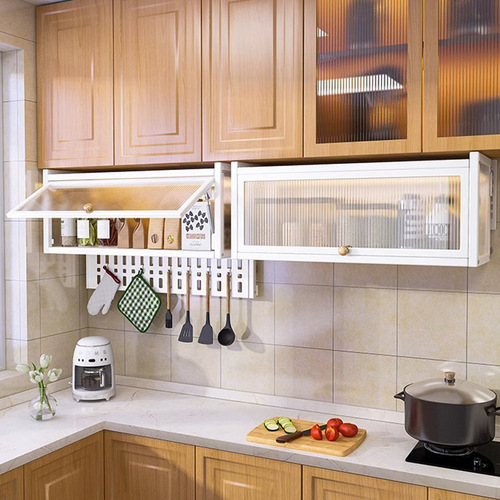 Hole-free kitchen storage rack multi-functional wall-mounted microwave oven anti-tip storage rack condiments pots under the wall cabinet