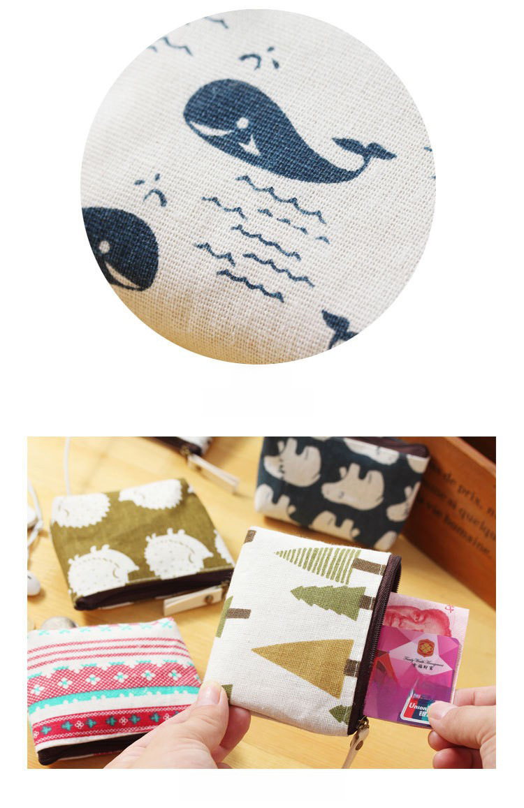 Cotton and Linen Small Fresh Retro Korean Style Coin Purse Coin Bag Simple Fashion Canvas Cartoon Key Bag Card Bag_voghion.com