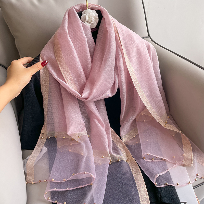 Spring, Autumn Season Women'S Gender Retro Style Women's Retro Solid Color  Silk Silk Scarves