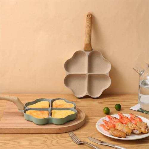 Love four-hole frying pan four-leaf clover style kitchen household frying pan omelette pan with uniform heat conduction and long-lasting non-stick pan