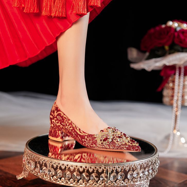 3333F-007 Scarpe da donna con tacco basso, punta a punta, in raso, comode, per damigelle d'onore, da sposa e feste_voghion.com