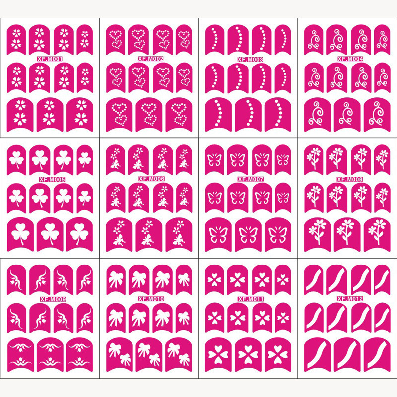Chuangmei Hollow Nail Stickers Nail Art Stickers Printing Template Decals Nail Art Hollow Painted Stickers DIY Manufacturer Customization