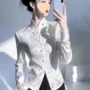 别致印花女春立领衬衫