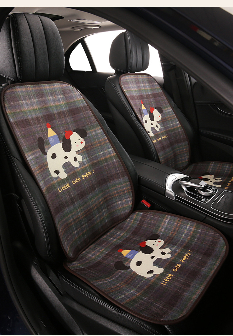 Blue and Gray Crayon Dog Car Seat Cushion, Suitable for All Seasons, Breathable and Non-Slip in Summer, Cartoon Cute Seven-Piece Set