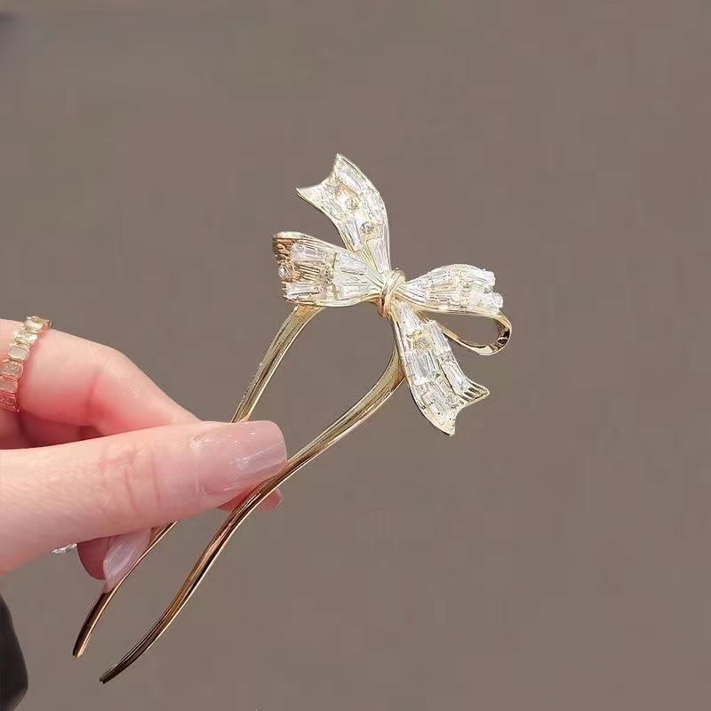 新しい中国風のマグノリアの花 U 字型ヘアピン中国風のヘアピンハイエンドのヘアピン頭飾りチャイナドレスアクセサリー|undefined