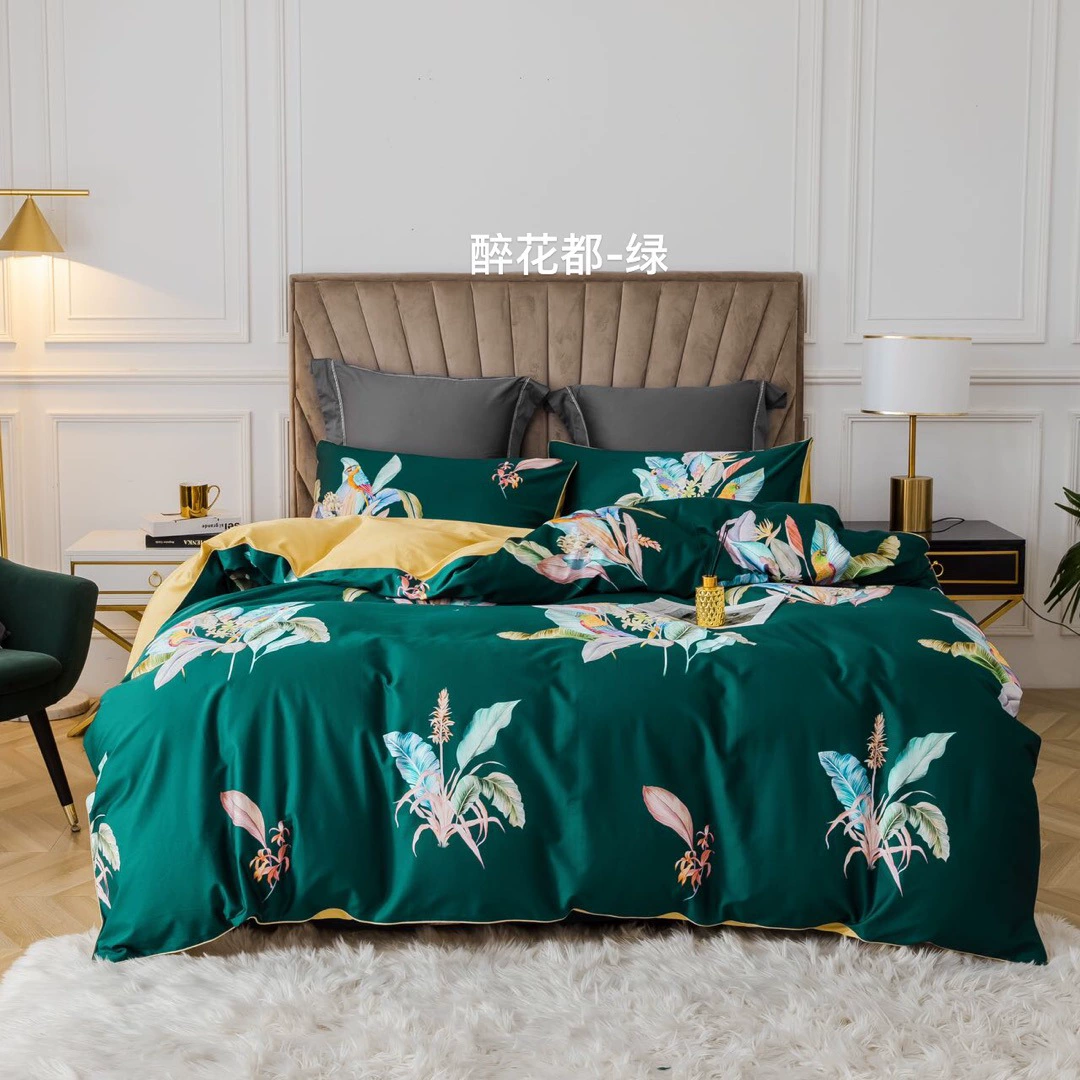 Хлопковый набор: пододеяльник, простыня, покрывало, стиль light luxury, американский стиль, 60 шт, набор 4 предмета, 1.8м