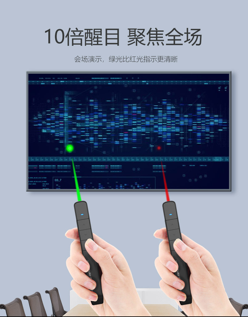 诺为N75C激光ppt翻页笔绿光LED液晶屏遥控器