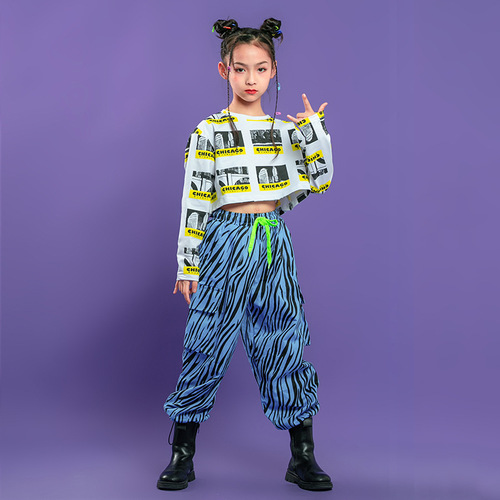 Girls kids children hiphop street Jazz dance suit costumes rapper singer stage dance show clothing show hip-hop dancing outfits for girls