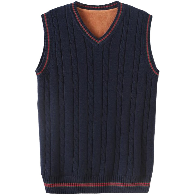 920 Thickeneded Velvet Wool Vest V Neck Men's Sleeveless Sweater Vest Youth Wool Waistcoat Knitted Vest