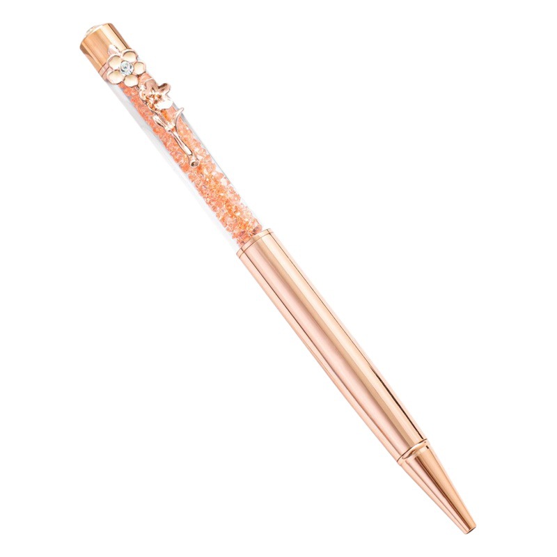 Pluma de cristal de metal en stock al por mayor color flor pluma diamante bolígrafo publicidad boda pluma regalo rhinestone pluma