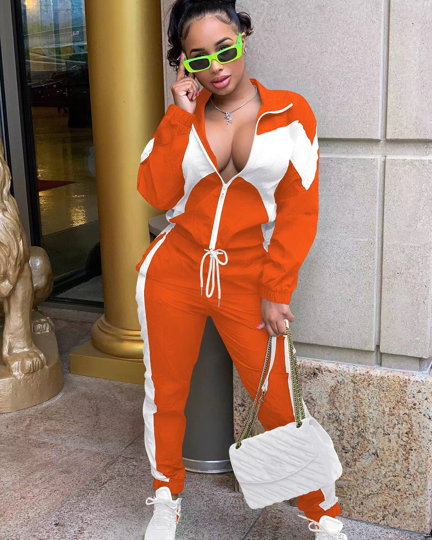 364g Weight Long Sleeve Sleeve Length Polyester Fabric Type Pant Co-ord Set Sets Type 2 Pieces Set Quantity Daily Occasion Turndown Neckline Regular Fit Fit Type Color Block Pattern Spring, Autumn Season Women's Gender Casual, Streetwear Style Daily Women's Casual Streetwear Color Block Polyester Pant Co-ord Set Pants Sets 4