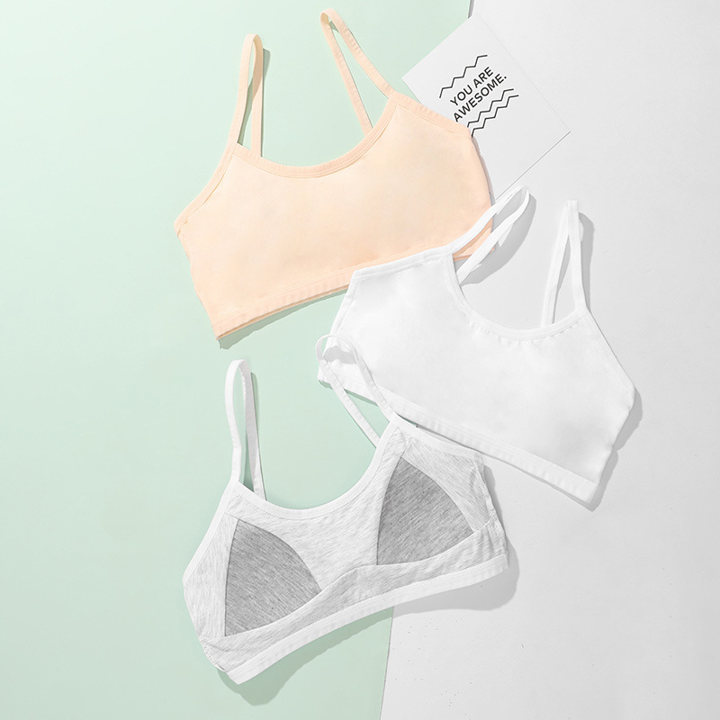 Girls' Intimates, Junior High School Students' Vests, Middle School Students' Developmental Period, High School Korean Style Pure Cotton Wire-Free Adolescent Bras