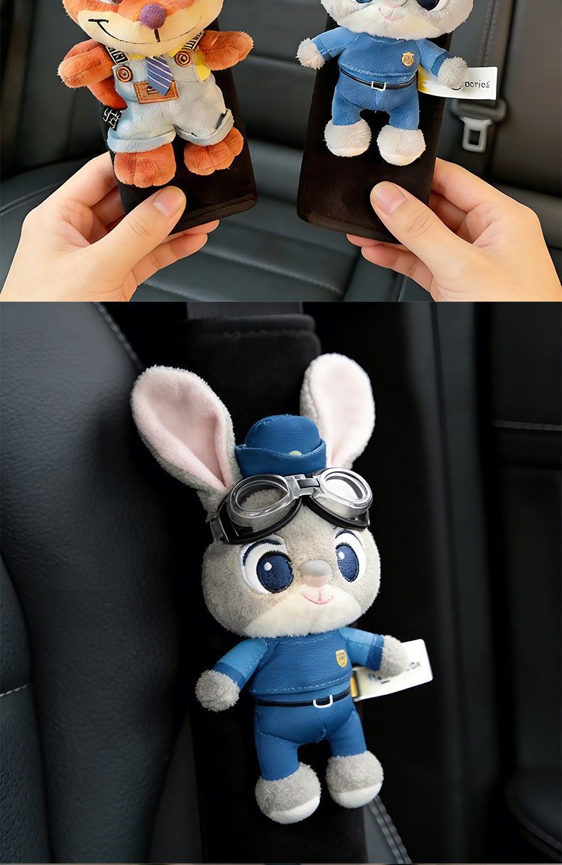 Best-Selling Car Seatbelt Shoulder Pads Featuring Judy and Nick, Cute Cartoon Couple Car Seatbelt Covers