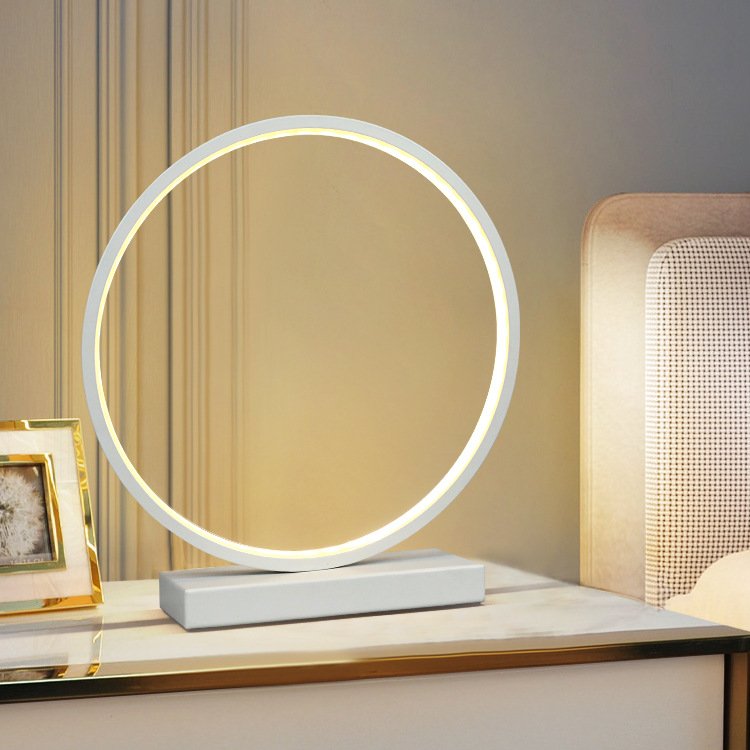 北歐創意檯燈現代簡約客廳臥室書房吧檯時尚圓環裝飾檯燈批發