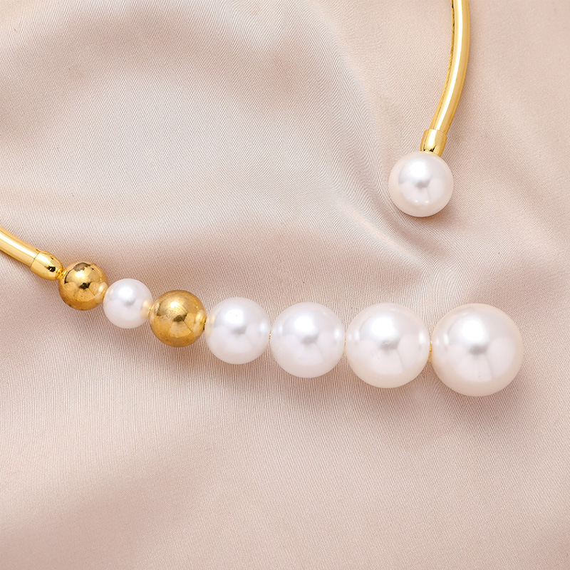 Europa y América moda exagerada collar de perlas simple versátil pequeñas cuentas de oro collar abierto exquisita joyería de cadena de clavícula para las mujeres