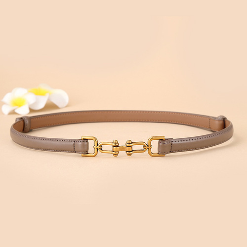 Korean style cowhide thin belt for women, fashionable dress decorative waist chain, versatile suit waist belt factory wholesale