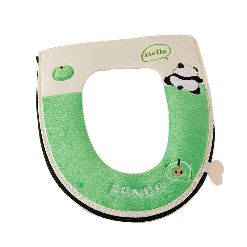 Invierno hogar cremallera inodoro cojín de inodoro de peluche grueso caricatura panda lavable inodoro collar universal