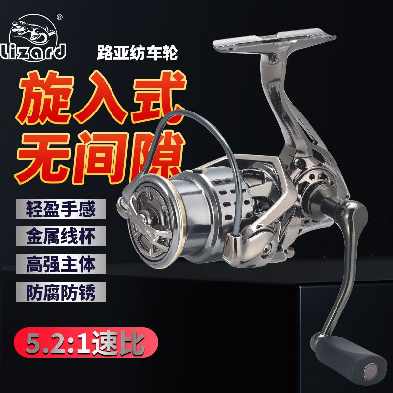 Kemeilong Small Golf Lure Spinning Reel with Screw-In Spool, Freshwater Long-Casting Slant-Mouth Shallow Spool Micro Reel