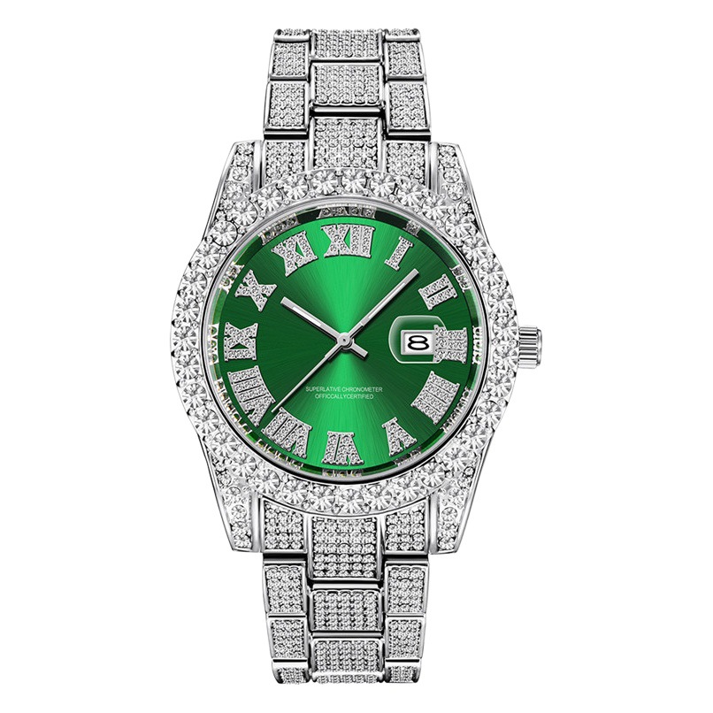 Reloj de marca de hip hop para hombres AliExpress fantasma de agua diamante estrellado calendario de oro reloj de cuarzo para hombres suministro de wechat