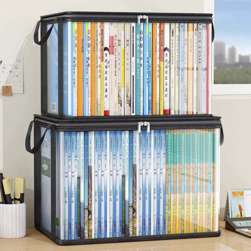 Student Home Book Bag Transparent Old Book Storage Bag Books Can Be Stacked High Waterproof Dustproof Large Capacity Storage Box