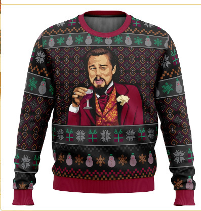 Linda asta asta Santa Claus estampado 3D hombre casual todo fósforo hombro recto manga larga suéter suelto cuello redondo suéter