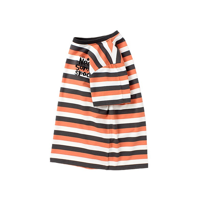 Ropa de verano estilo coreano para niños nuevos niños a rayas de manga corta para niños grandes dibujos animados impresos Camiseta de manga corta para niñas de media manga