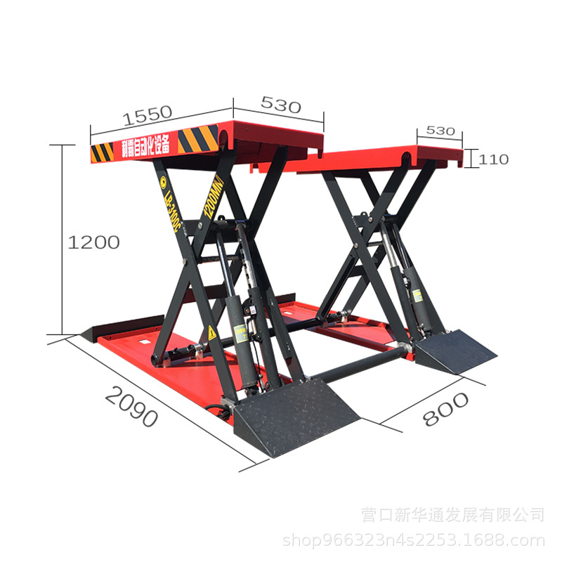 1,2 m Elevación del coche impermeable eléctrico hidráulico ultra-Delgado elevador de tijera