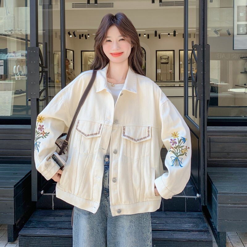 Fresh and Simple Embroidered Denim Jacket 2025 Autumn New Style Loose Casual Sweet Versatile Workwear Jacket Top Fresh and Simple Embroidered Denim Jacket 2025 Autumn New Style Loose Casual Sweet Versatile Workwear Jacket Top