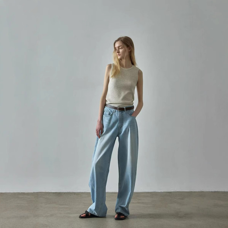 Now NG South Korea east gate designer fac **e pat** rn washed loose wide leg jeans