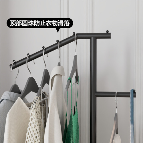 Light luxury vertical storage Internet celebrity clothes rack modern bedroom living room floor-standing slate metal mobile coat rack