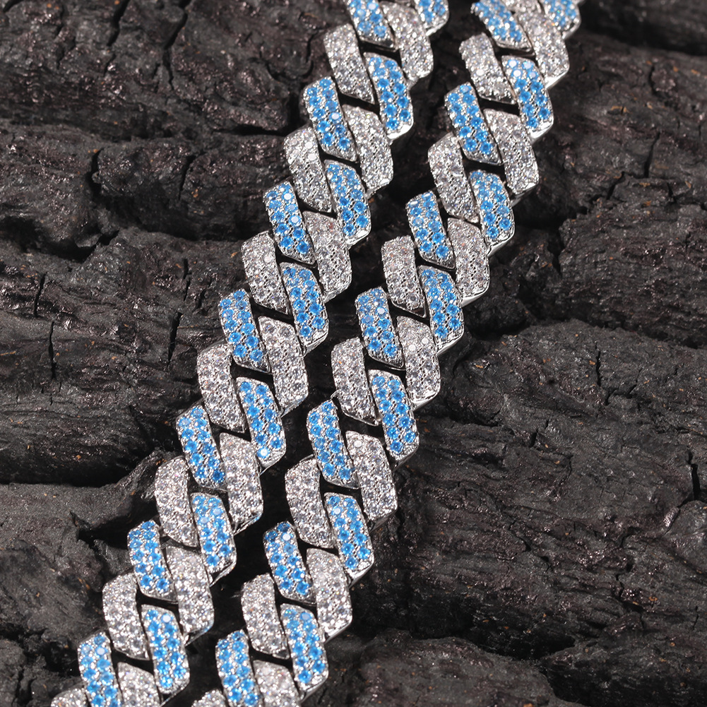 129g Weight Zircon Inlay Material Bracelets, Necklace Classification 1 Piece Quantity Daily, Street Occasion Copper Material Geometric Pattern Men's Gender Inlay Design Hip-Hop Style Hip-hop Geometric Copper Inlay Zircon Bracelets Necklace 14