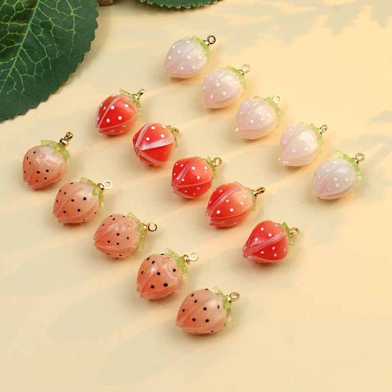DIY Jewelry Accessories Classification 1 Piece 11 * 19mm Resin Strawberry Pendant