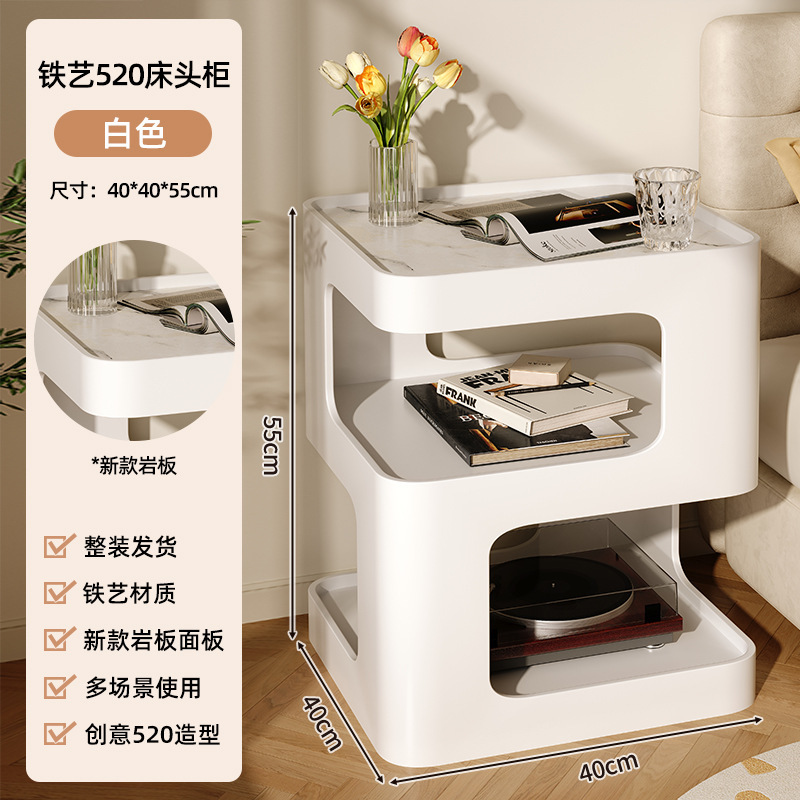 Mesa lateral de estilo crema, mesa de centro pequeña creativa, armario lateral de sofá, mesa de esquina de dormitorio, mesita de noche de hierro moderna y sencilla