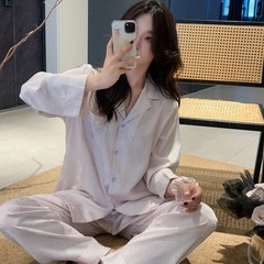 源头厂货2025春秋新款睡衣女冰丝一件代发烫钻爱心提花家居服套装