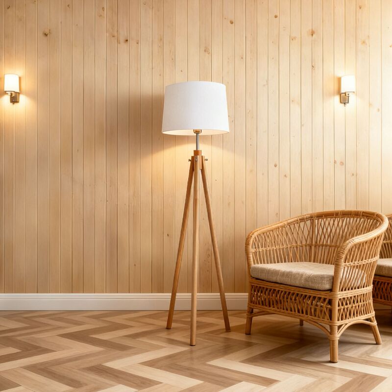 Japanese Simple Solid Wood Floor Lamp Triangle Vertical Creative Lamp Bedroom Warm Living Room Decorative Lamp Office Modern