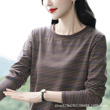 纯棉打底衫中年妈妈长袖t恤女春装新款秋衣上衣宽松大码内搭外穿