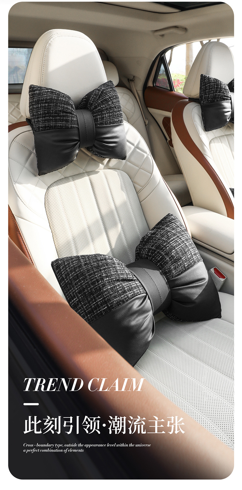 New Bow-Knot Sofa Pillow, Office Seat Lumbar Support, Universal for All Seasons, Good Waist Support for Long Periods of Sitting, Car Headrest